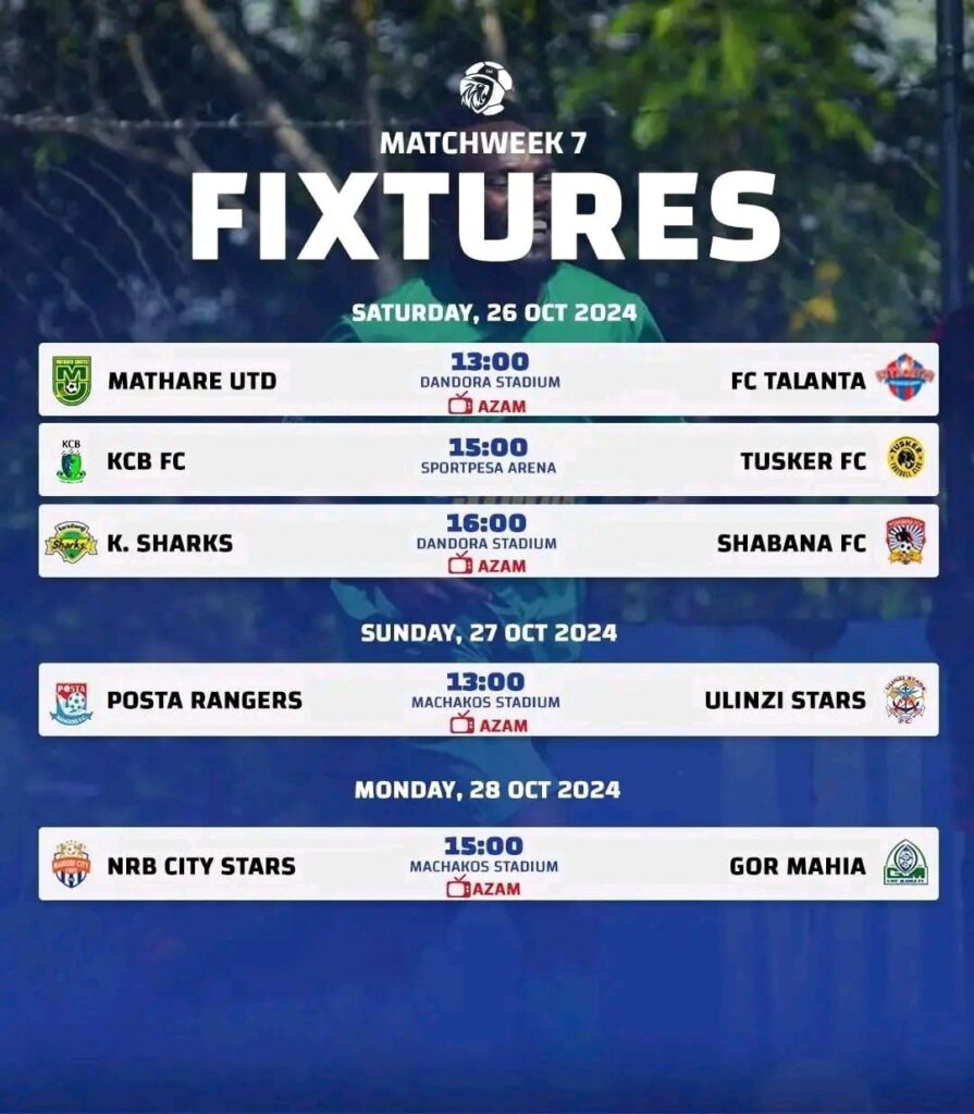 Match week 7 fixtures